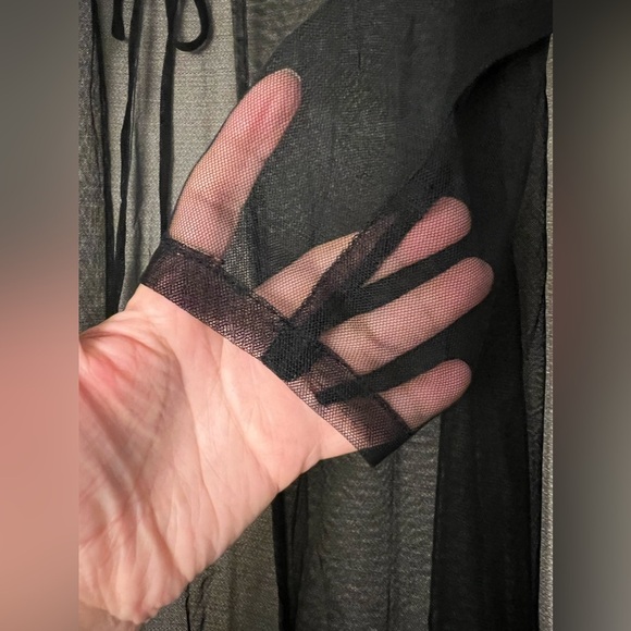 Fashion Gold see through Sheer Mesh 90’s 2000’s Y2K Vintage Long Sleeve Kimono - Picture 6 of 10